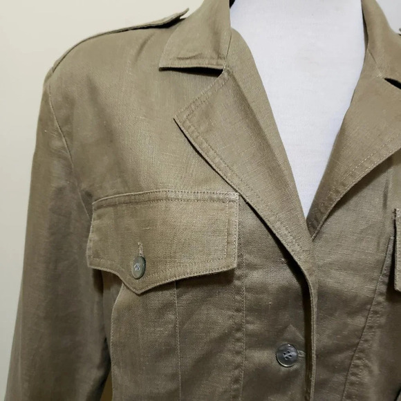 Evan Picone Linen Jacket / Olive Green / Medium - Picture 2 of 7
